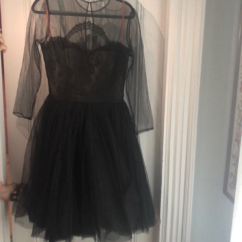 French couture tea length lined appliqué  12/14